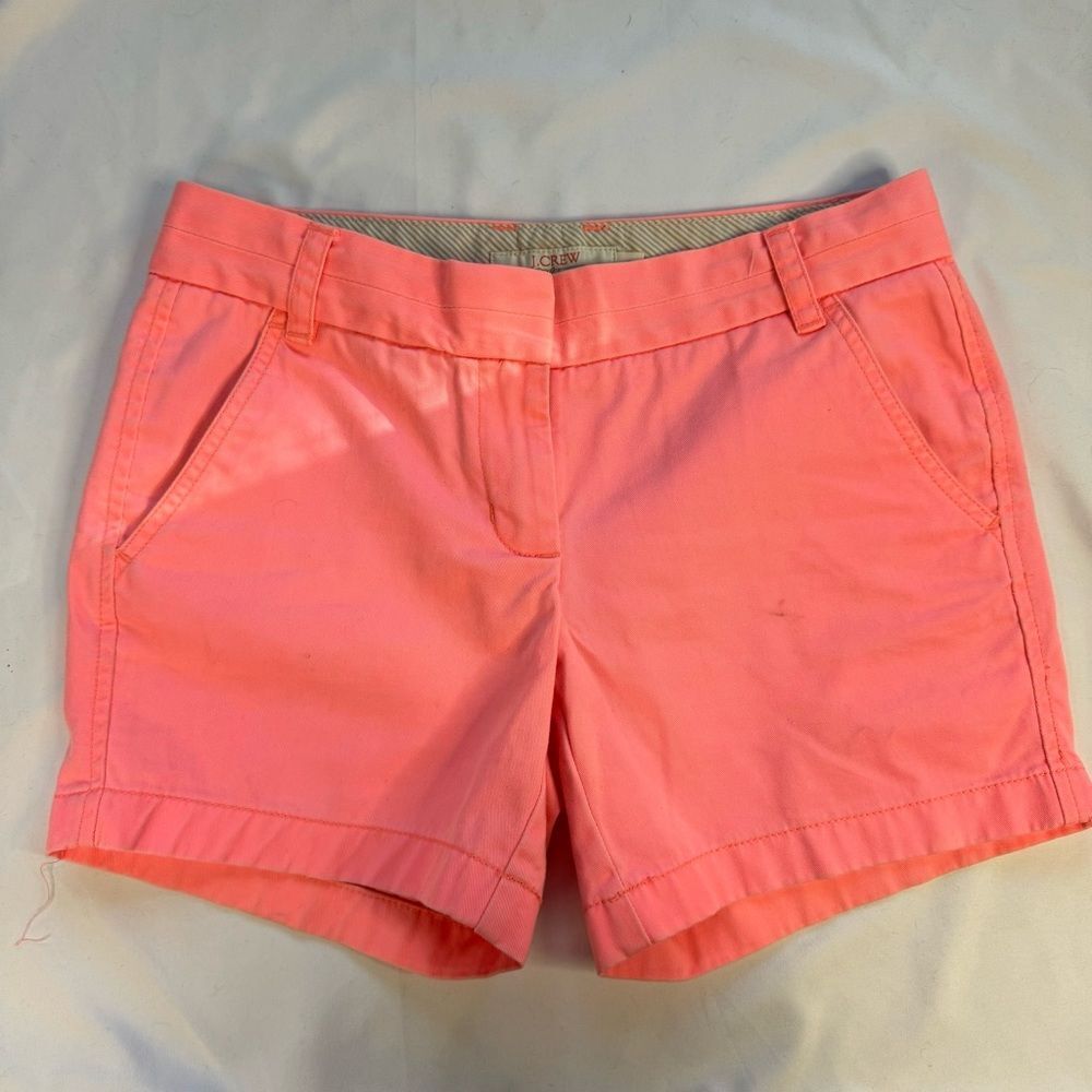 J Crew Size 0 Coral Cotton Broken In Chino 5” Short Summer Preppy Bright Y2K